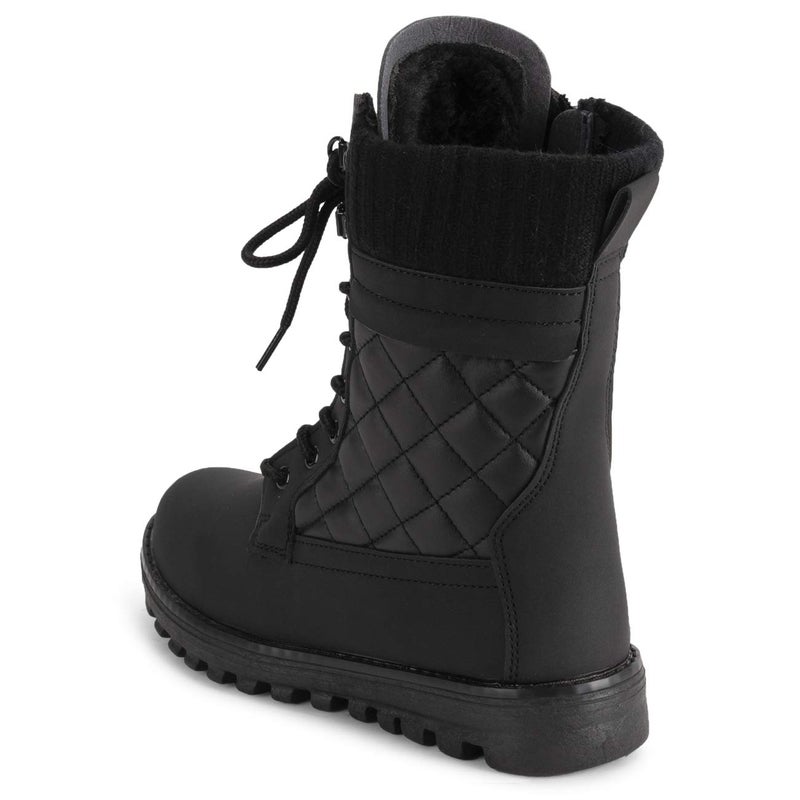 POLAR Womens Memory Foam Outside Pocket Inside Zip Thermal Waterproof Deep Tread Rubber Sole Snow Boots - Black Cardy Mono - EU38/US7 - YC0623 - Image 5